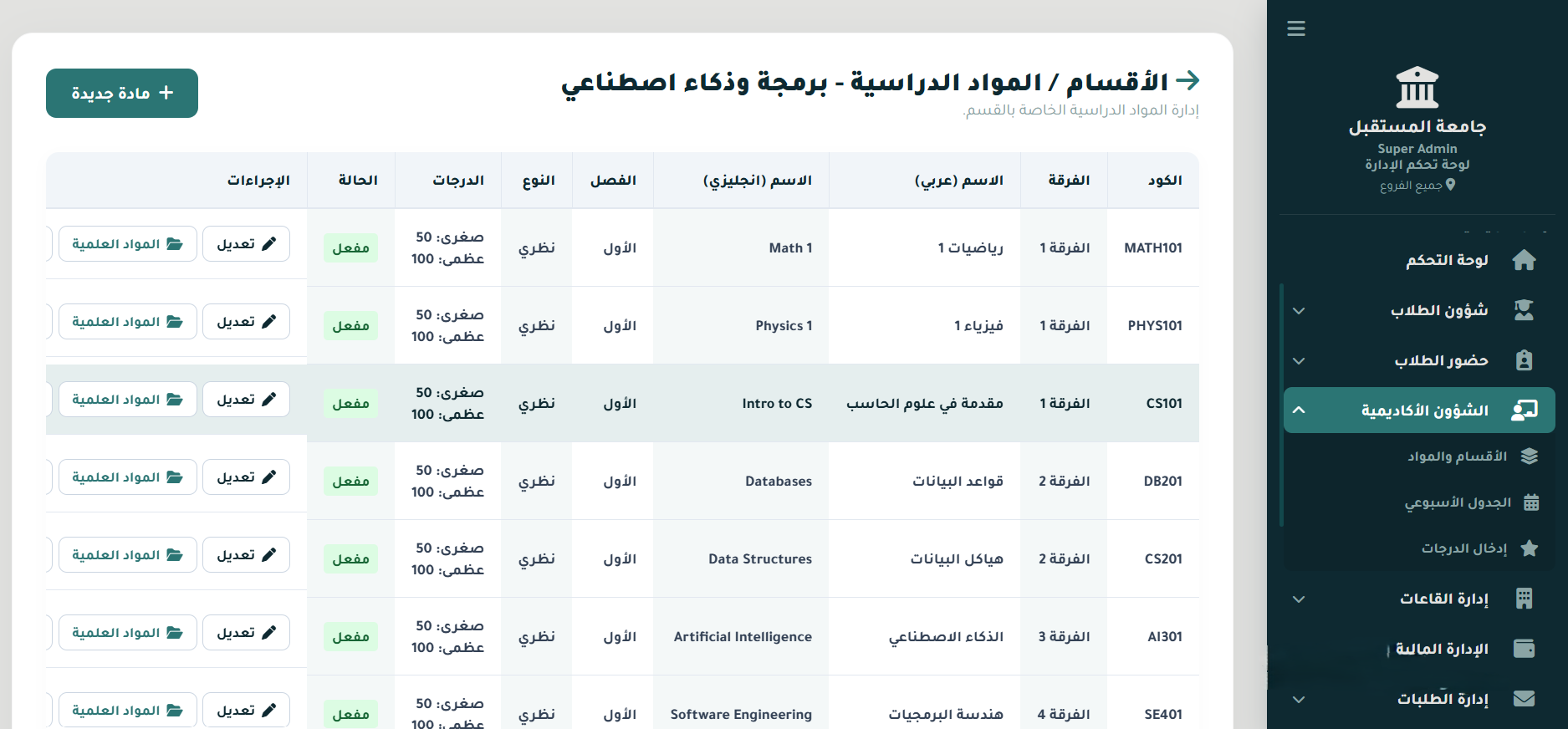 Academic & Curriculum Interface